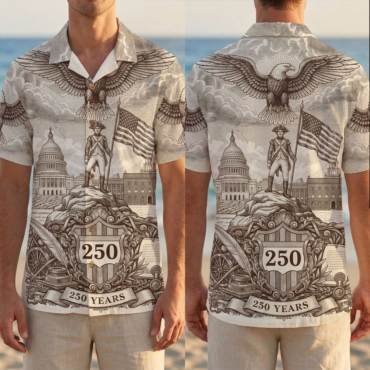 Full layout of the 1776-2026 We The People shirt showing the Capitol building and the soaring eagle design.