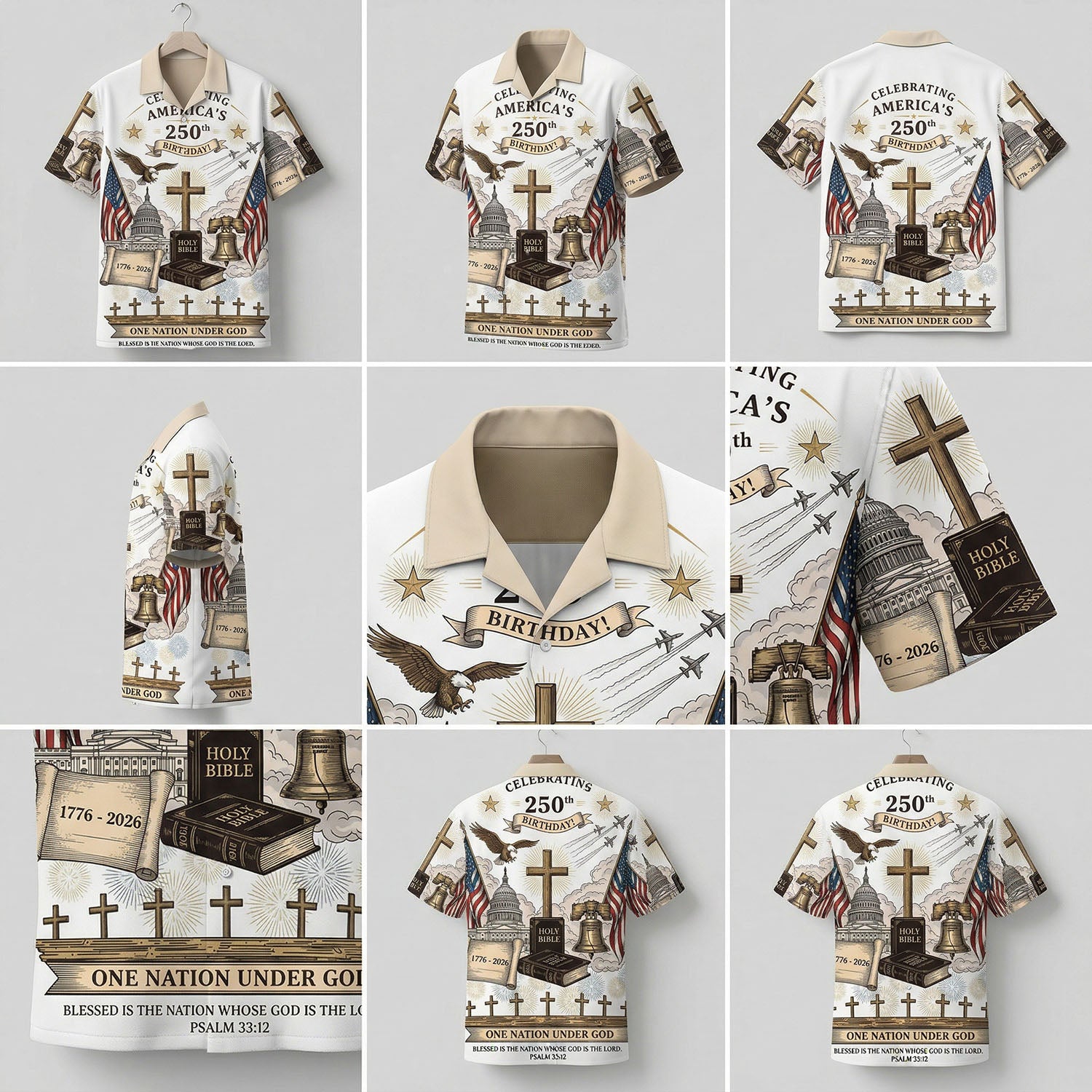 Celebrating Americas 250th Birthday Aloha Shirt One Nation Under God Patriotic Christian Gift Heritage Edition Hawaiian Button Down