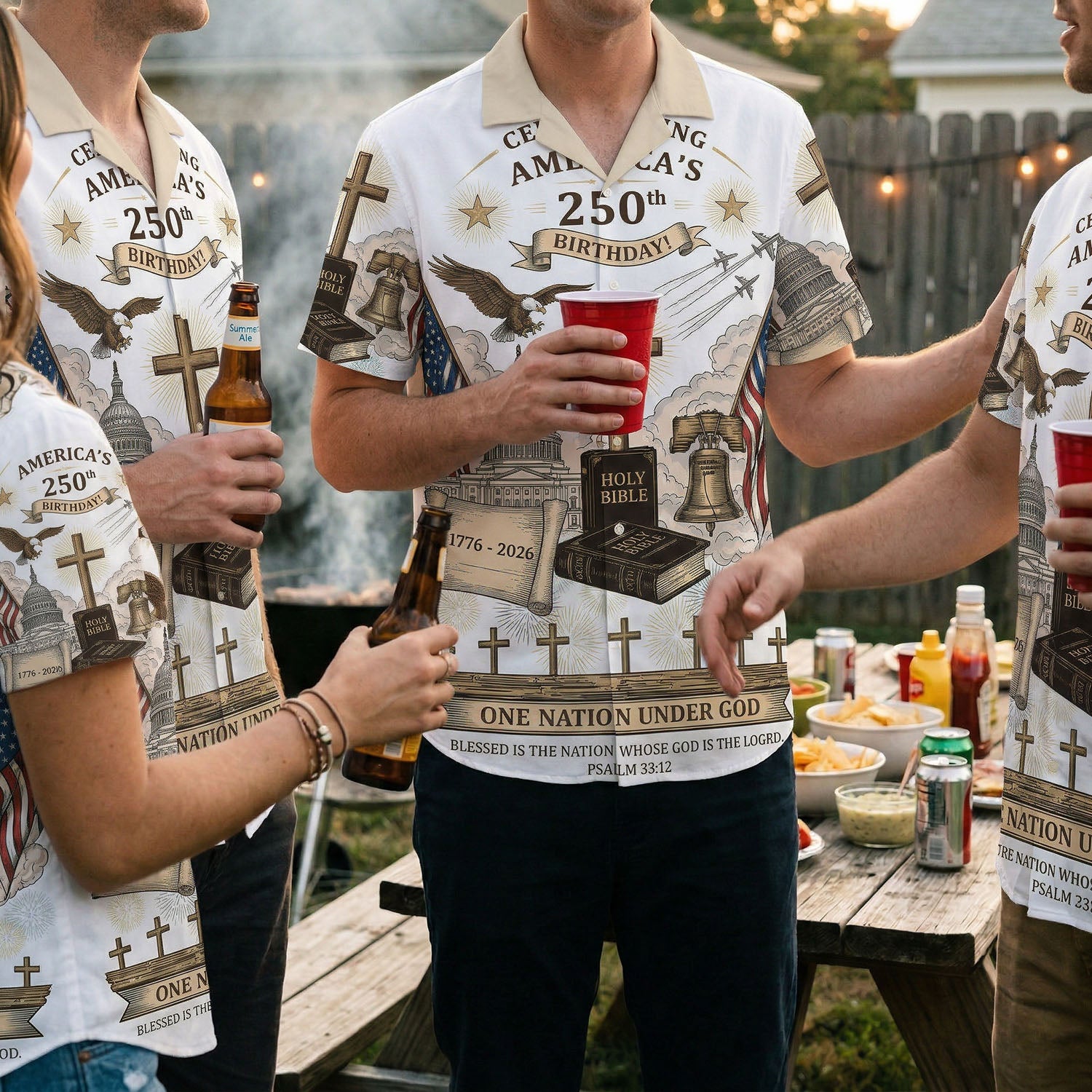 Celebrating Americas 250th Birthday Aloha Shirt One Nation Under God Patriotic Christian Gift Heritage Edition Hawaiian Button Down