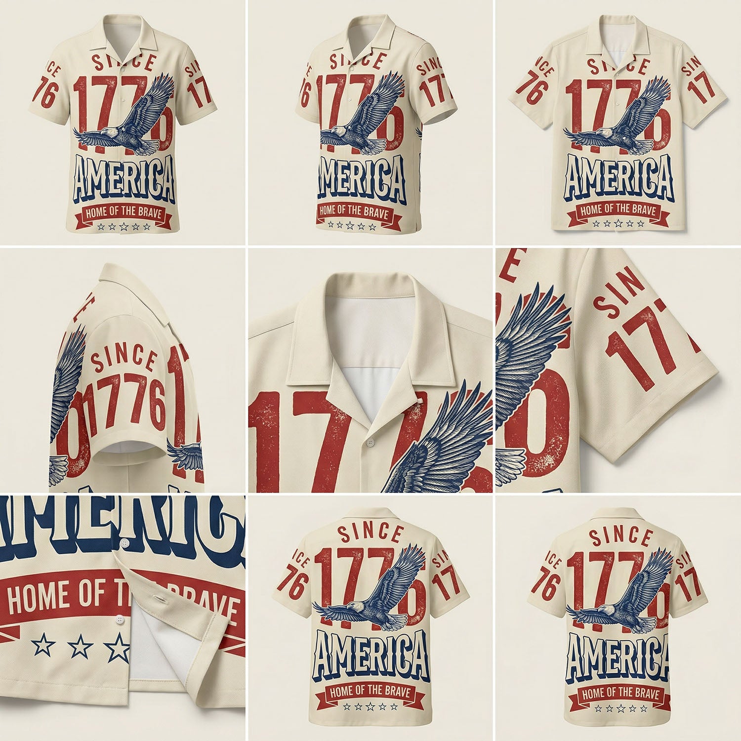 Close-up of the sleeve on a vintage American shirt showing the "Since 1776" printed detail and high-quality stitching.
