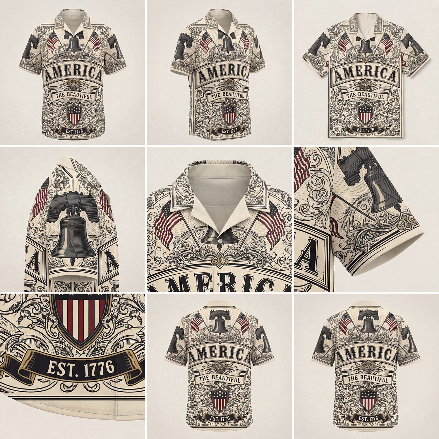 America The Beautiful 250th Anniversary Aloha Shirt - Vintage Liberty Bell 1776 2026 Patriotic Gift - Heritage Edition Hawaiian Button Down