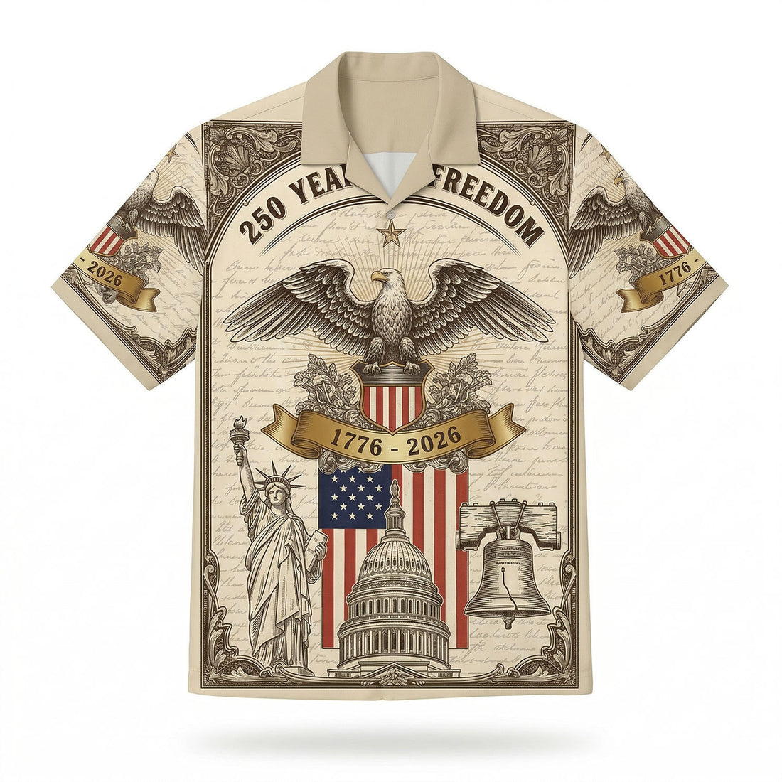 USA 250th Anniversary 1776 2026 Patriotic Hawaiian Shirt Vintage American Flag Stripes Eagle Men's Heritage Button Down Shirt